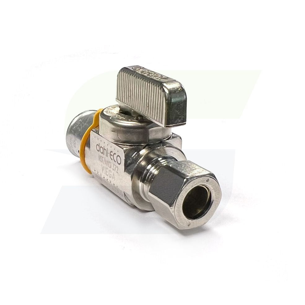 Viega 93511 - 1/2" PureFlow Press x 1/4" Compression Angle Stop Valve - Zero Lead