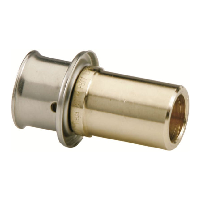 97570 - 1-1/4" PEX Press x 1-1/4" Copper Fitting Adapter w/ Attached Sleeve (Lead Free Bronze)