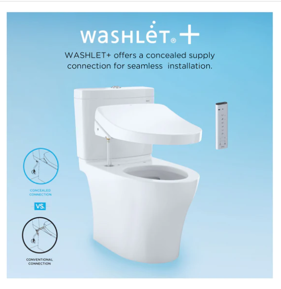 Toto MW4364726CEMFGNA#01 - Aquia IV Cube - WASHLET+ S7 Two-Piece Toilet - 1.28 GPF & 0.9 GPF