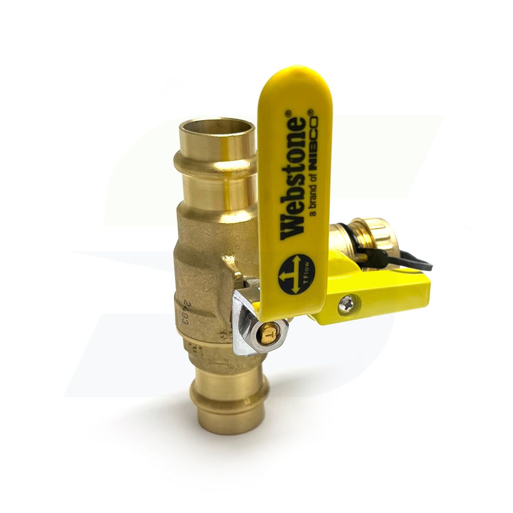 80613W - 3/4" Press Ball Valve w/ Drain & Reversible Handle