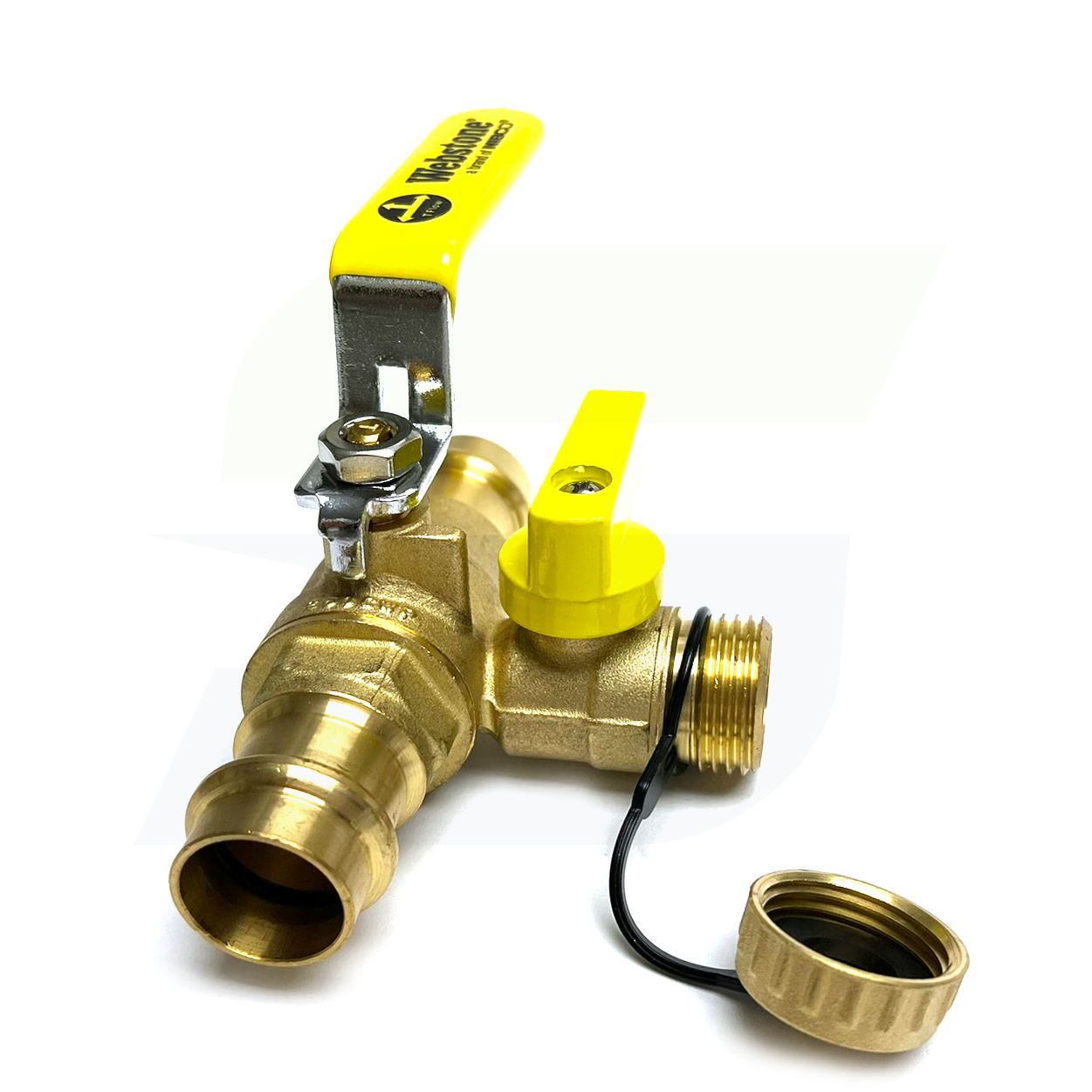 80613W - 3/4" Press Ball Valve w/ Drain & Reversible Handle