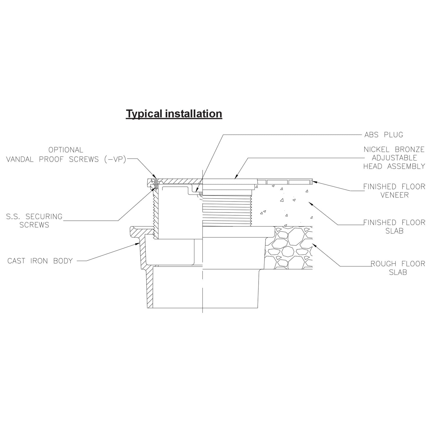 CO2500-NH4 - CO2500-NH4 4" No Hub Cast Iron Adjustable Cleanout