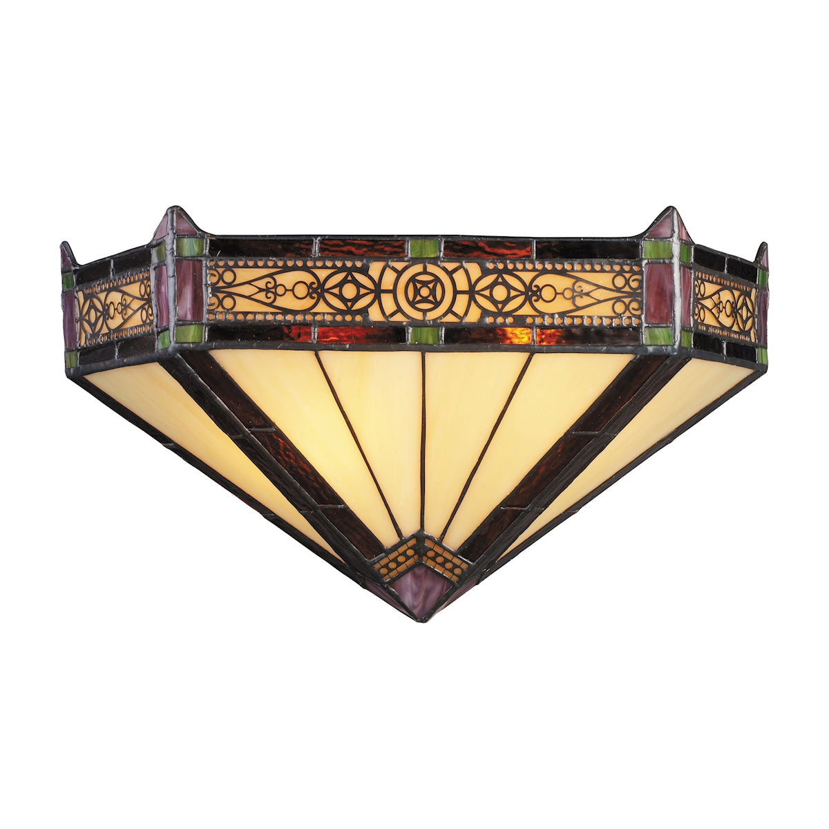 ELK Lighting 08030-AB - Filigree 14" Wide 2-Light Sconce in Aged Bronze with Tiffany Style Glass