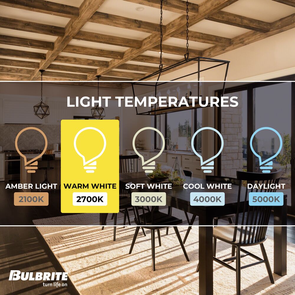776733 - Filaments Dimmable B11 Clear Medium Base LED Light Bulb - 5.5 Watt - 2700K - 4 Pack
