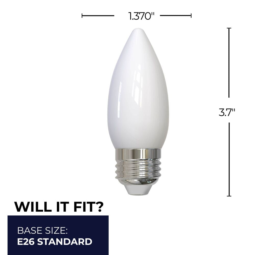 776735 - Filaments Dimmable B11 Milky Medium Base LED Light Bulb - 5.5 Watt - 2700K - 4 Pack