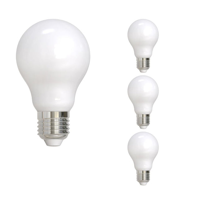 776654 - Filaments Dimmable A19 Milky Medium Base LED Light Bulb - 7 Watt - 3000K - 4 Pack
