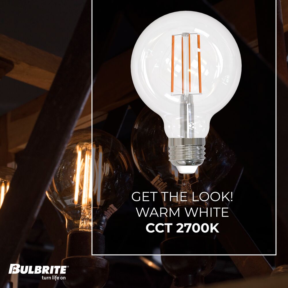 776747 - Filaments Dimmable G25 Clear Medium Base LED Light Bulb - 13 Watt - 2700K - 4 Pack