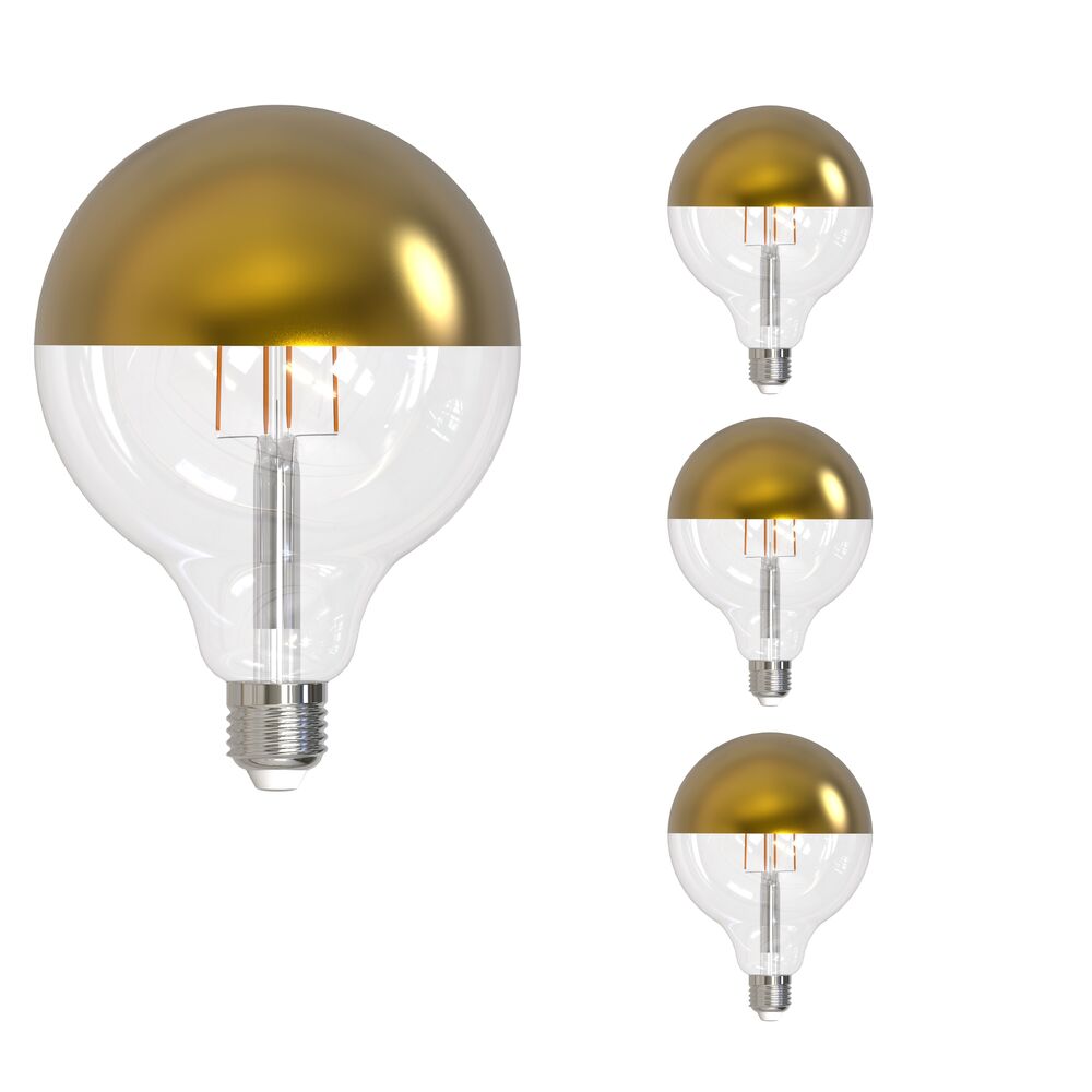 776924 - Filaments Dimmable G40 Half Gold Medium Base LED Light Bulb - 6 Watt - 2700K - 4 Pack