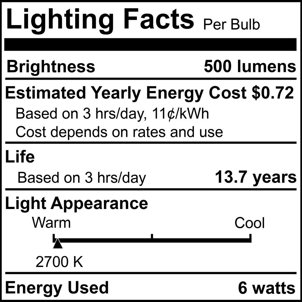 776924 - Filaments Dimmable G40 Half Gold Medium Base LED Light Bulb - 6 Watt - 2700K - 4 Pack