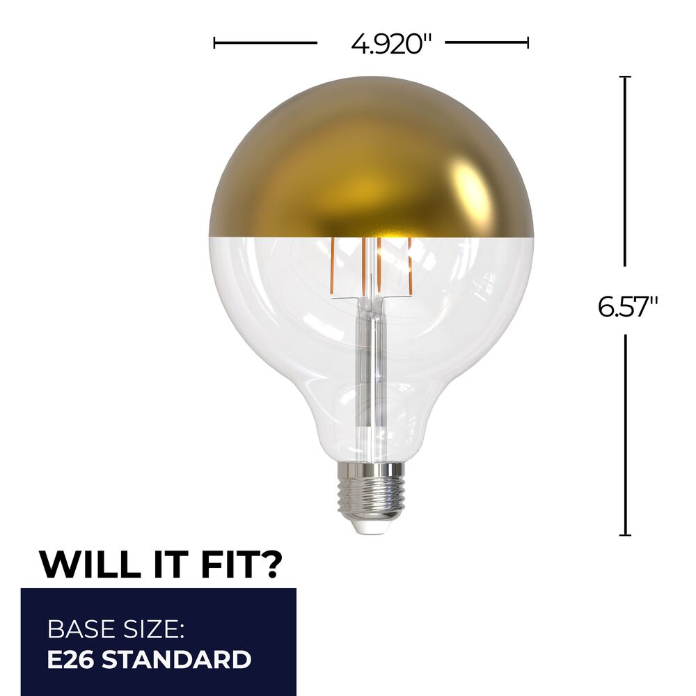 776924 - Filaments Dimmable G40 Half Gold Medium Base LED Light Bulb - 6 Watt - 2700K - 4 Pack