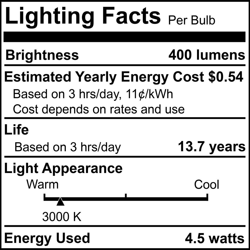 776730 - Filaments Dimmable T6 Milky Candelabra Base LED Light Bulb - 4.5 Watt - 3000K - 4 Pack