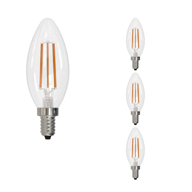 776737 - Filaments Dimmable B11 Clear Candelabra Base LED Light Bulb - 6.5 Watt - 2700K - 4 Pack