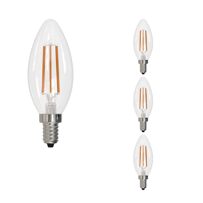 776738 - Filaments Dimmable B11 Clear Candelabra Base LED Light Bulb - 6.5 Watt - 3000K - 4 Pack