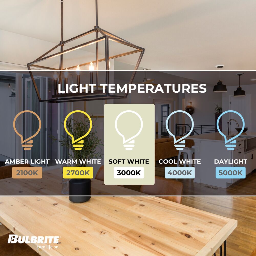 776738 - Filaments Dimmable B11 Clear Candelabra Base LED Light Bulb - 6.5 Watt - 3000K - 4 Pack