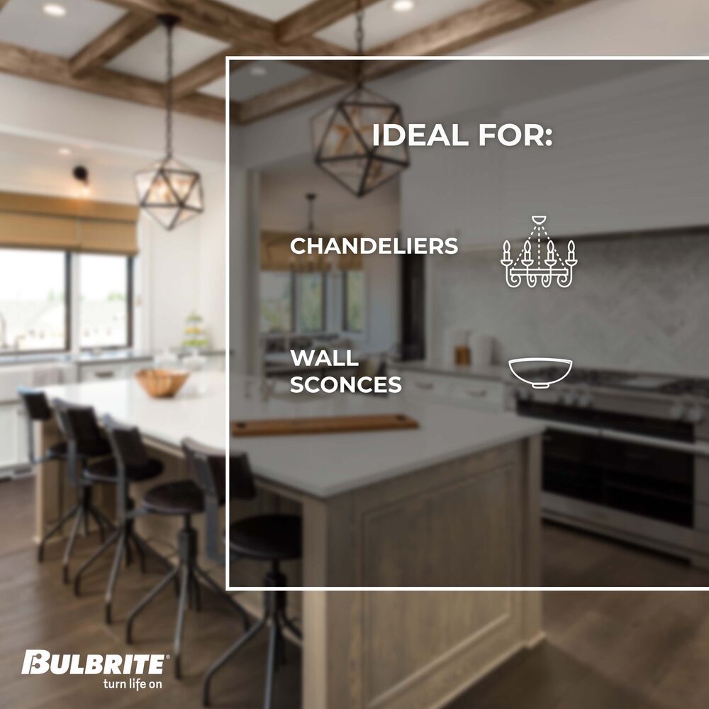 776738 - Filaments Dimmable B11 Clear Candelabra Base LED Light Bulb - 6.5 Watt - 3000K - 4 Pack