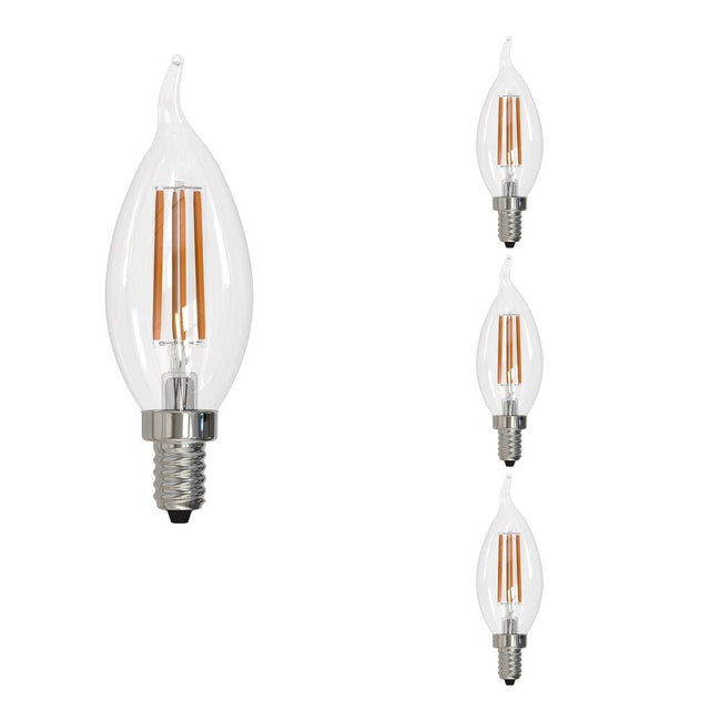 776739 - Filaments Dimmable CA10 Clear Candelabra Base LED Light Bulb - 6.5 Watt - 2700K - 4 Pack
