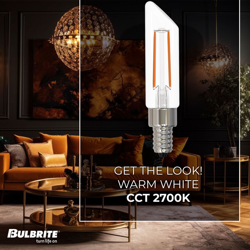 776594 - Filaments Dimmable T6SL Clear Candelabra Base LED Light Bulb - 4 Watt - 2700K - 4 Pack