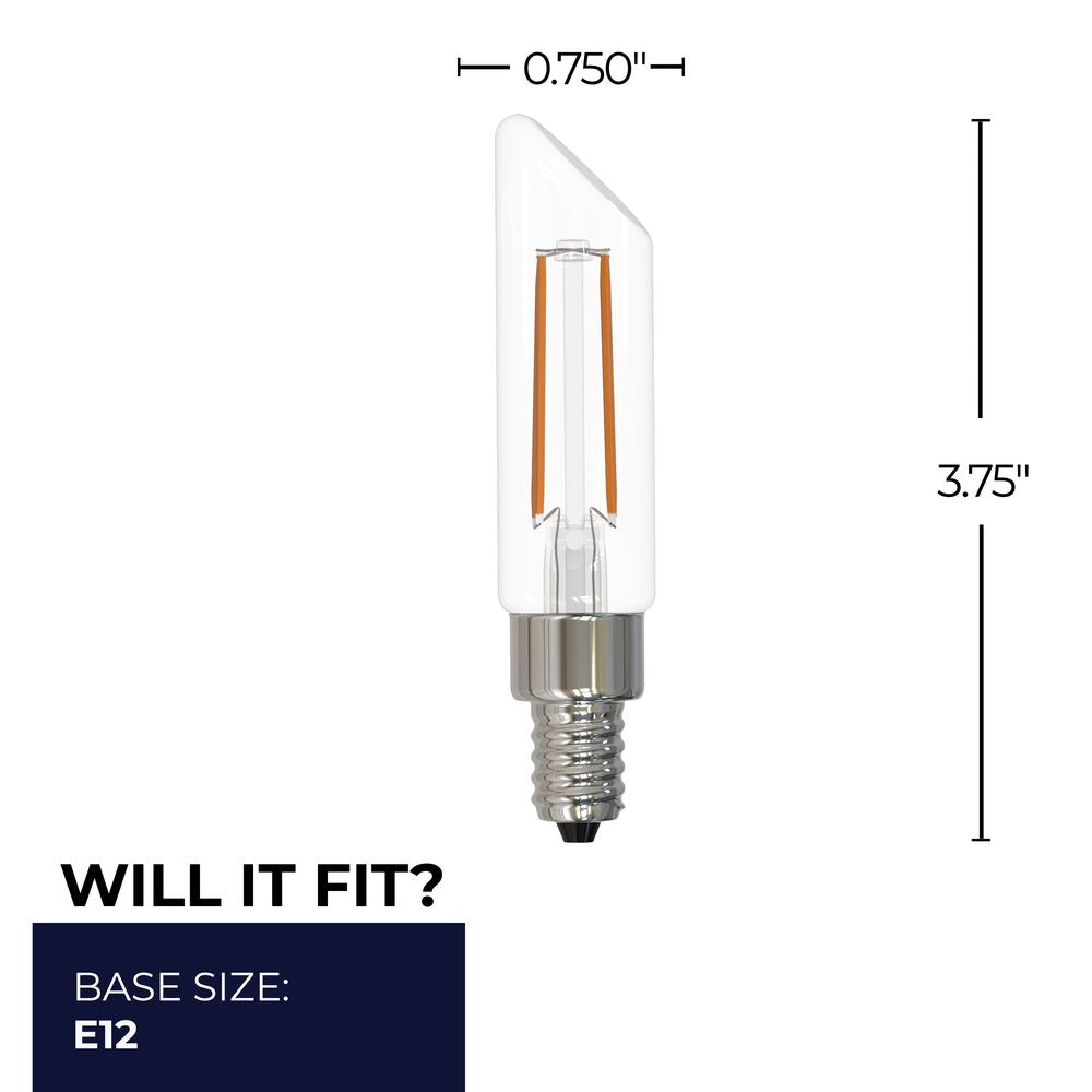 776594 - Filaments Dimmable T6SL Clear Candelabra Base LED Light Bulb - 4 Watt - 2700K - 4 Pack