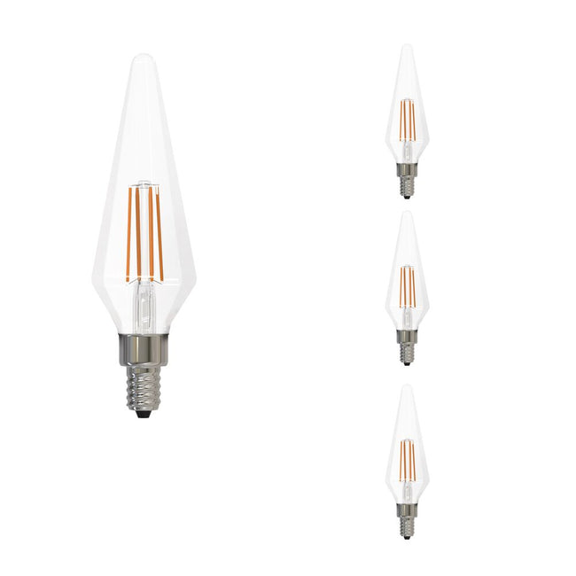 776596 - Filaments Dimmable Prism Clear Candelabra Base LED Light Bulb - 4 Watt - 3000K - 4 Pack
