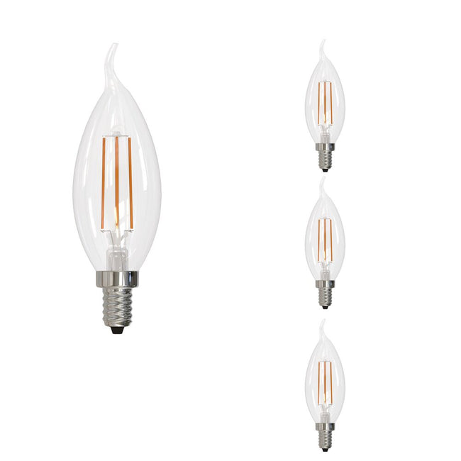 776741 - Filaments Dimmable CA10 Clear Candelabra Base LED Light Bulb - 5 Watt - 2700K - 4 Pack
