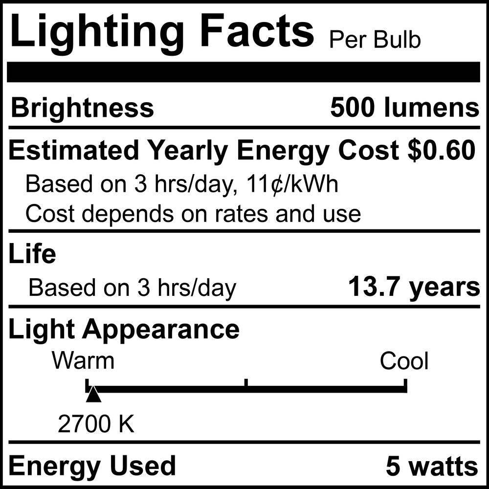776741 - Filaments Dimmable CA10 Clear Candelabra Base LED Light Bulb - 5 Watt - 2700K - 4 Pack