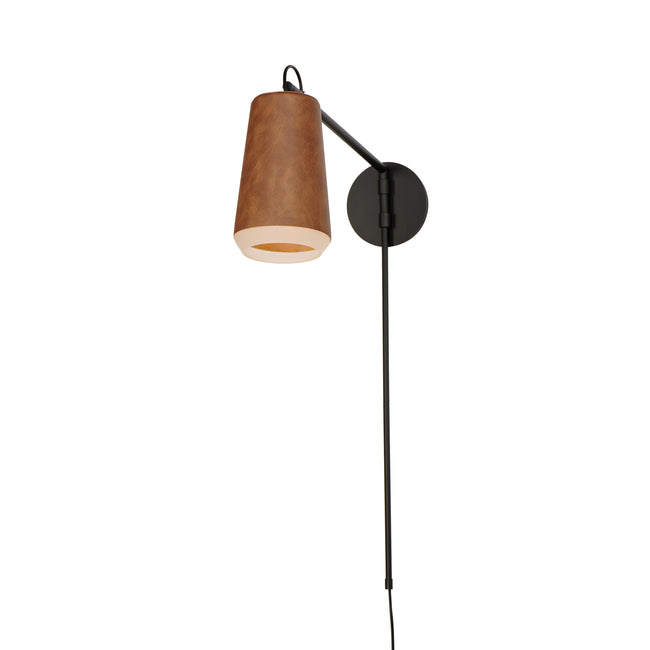 10096WWDTN - 1 Light Scout 6" Wall Sconce - Weathered Wood / Tan Leather