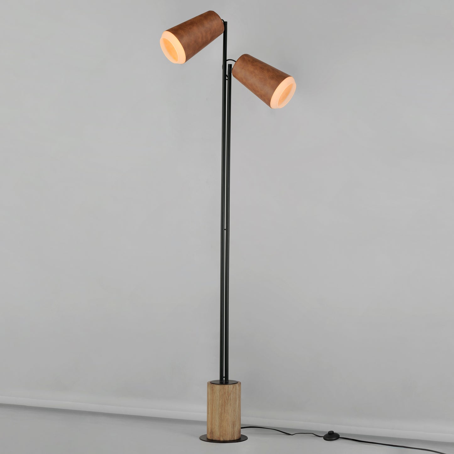 10099WWDTN - Scout 8" Floor Lamp - Weathered Wood / Tan Leather