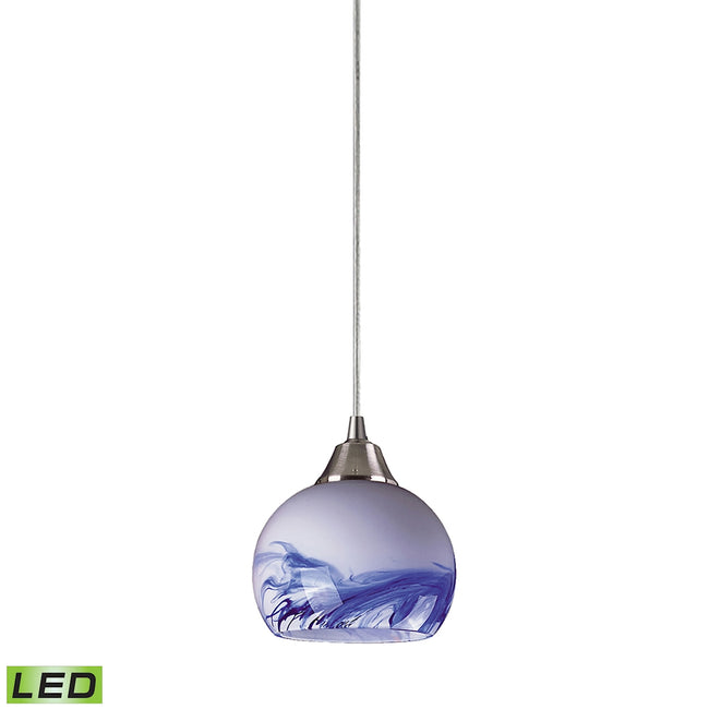 ELK Lighting 101-1MT-LED - Mela 6" Wide 1-Light Mini Pendant in Satin Nickel with Hand-blown Mountai