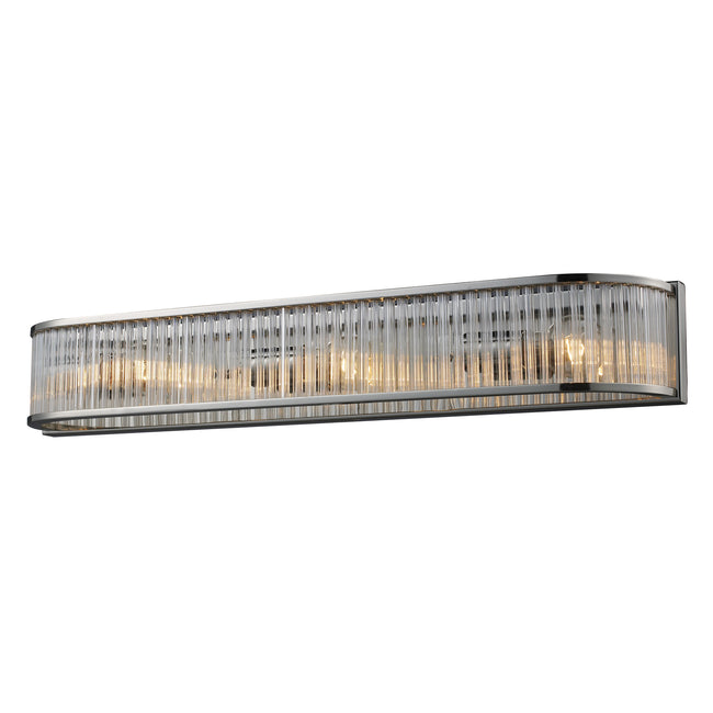 ELK Lighting 10127/3 - Braxton 27" Wide 3-Light Vanity Light in Polished Nickel with Ribbed Glass