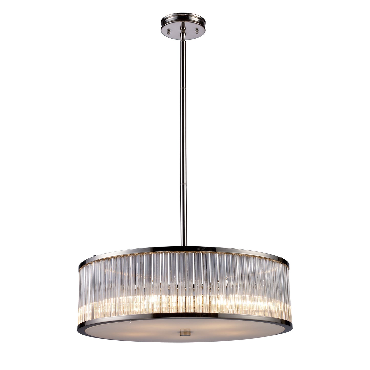 ELK Lighting 10129/5 - Braxton 24" Wide 5-Light Chandelier in Polished Nickel with Ribbed Glass Cyli