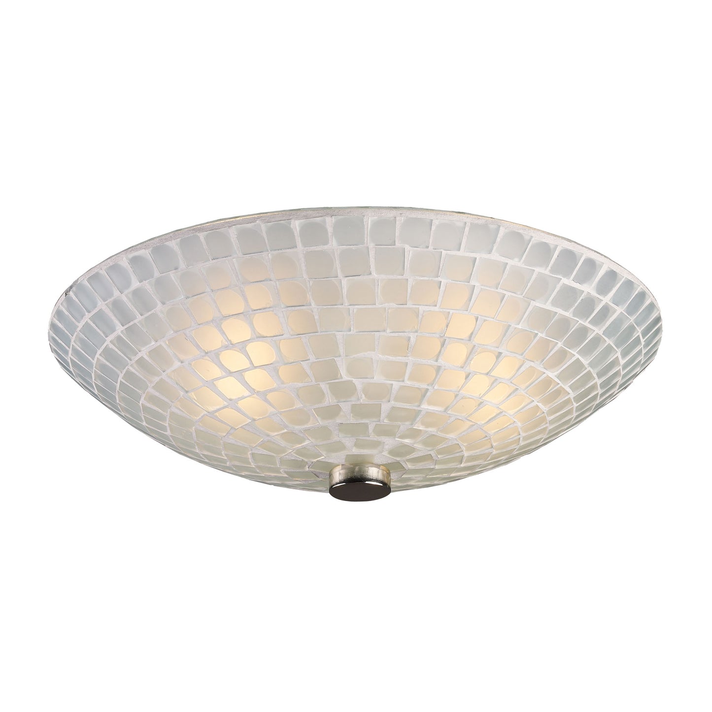 ELK Lighting 10139/2WHT - Fusion 12" Wide 2-Light Semi Flush in Satin Nickel with White Mosaic Glass
