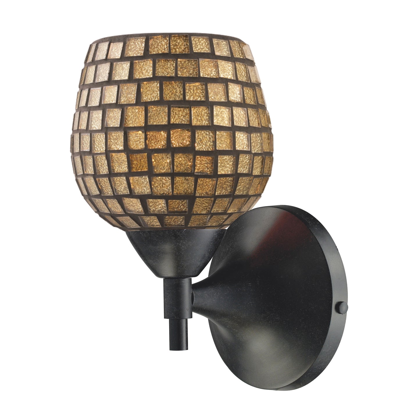 ELK Lighting 10150/1DR-GLD - Celina 5" Wide 1-Light Wall Lamp in Dark Rust with Gold Mosaic Glass