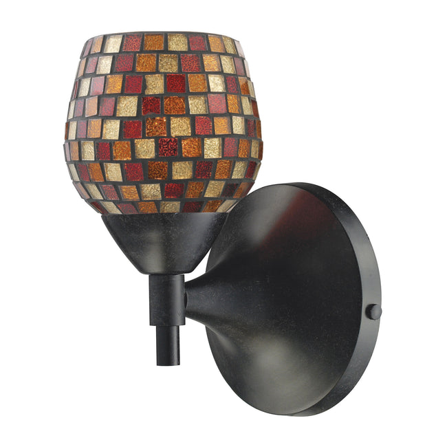 ELK Lighting 10150/1DR-MLT - Celina 5" Wide 1-Light Wall Lamp in Dark Rust with Multi-colored Mosaic