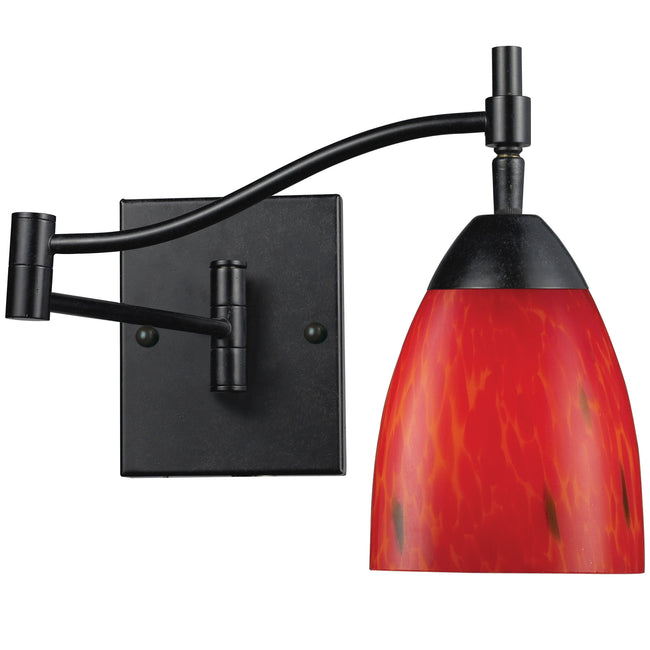 ELK Lighting 10151/1DR-FR - Celina 10" Wide 1-Light Swingarm Wall Lamp in Dark Rust with Fire Red Gl