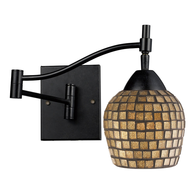 ELK Lighting 10151/1DR-GLD - Celina 10" Wide 1-Light Swingarm Wall Lamp in Dark Rust with Gold Mosai