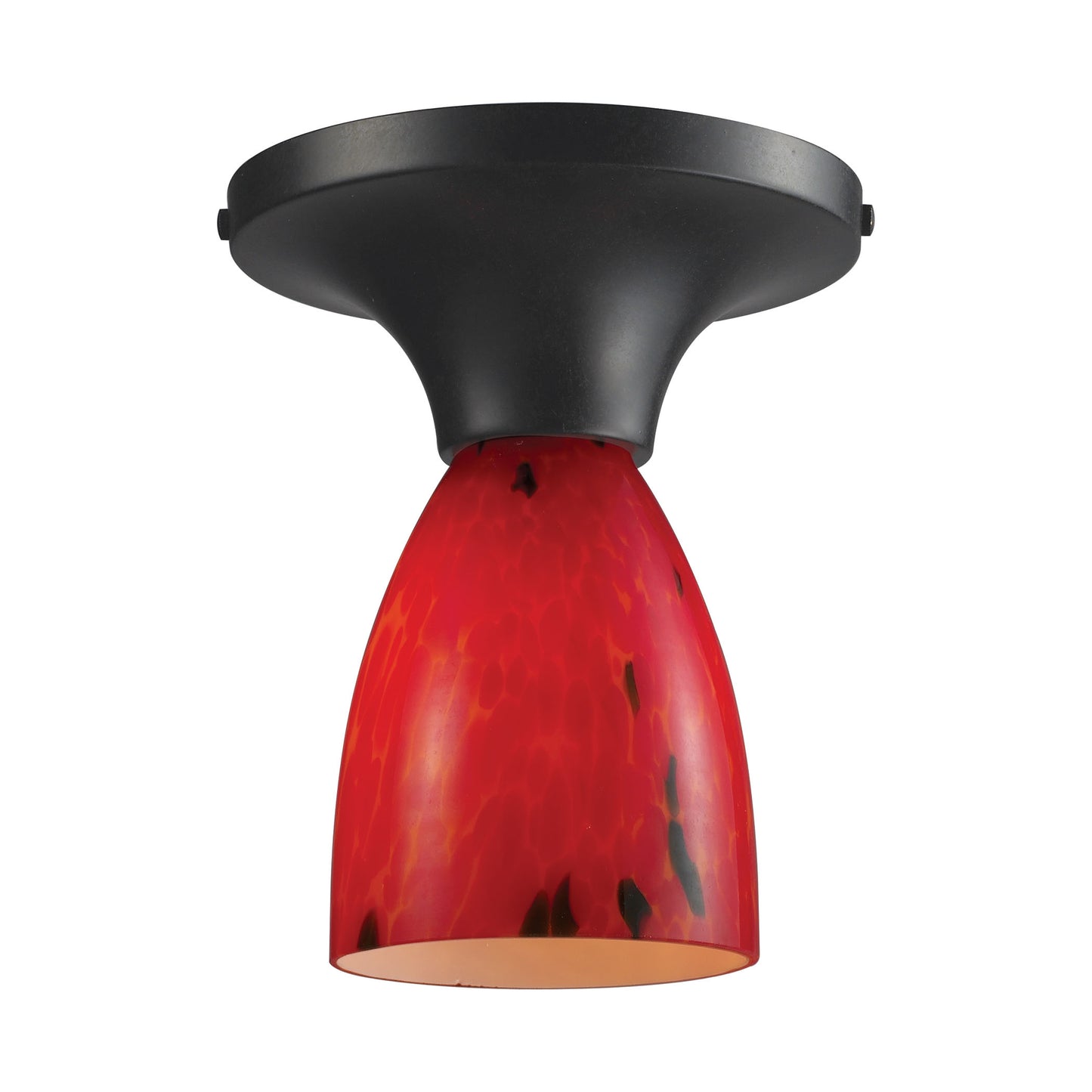 ELK Lighting 10152/1DR-FR - Celina 7" Wide 1-Light Semi Flush in Dark Rust with Fire Red Glass
