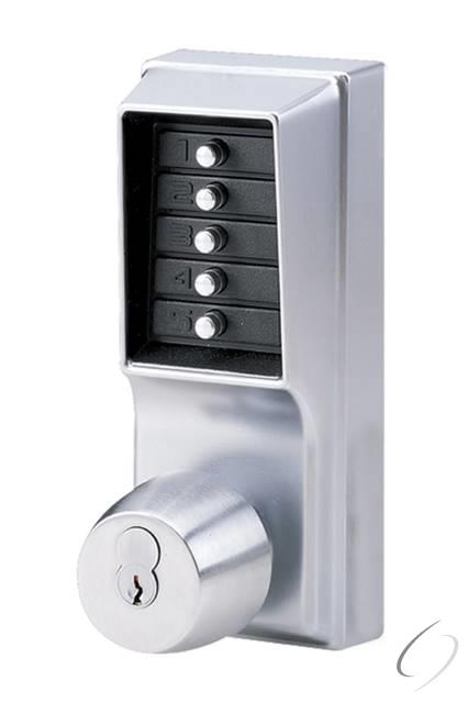 Kaba Simplex 1021S26D Mechanical Pushbutton Knob Lock Combination with Key Override; 2-3/4" Backset