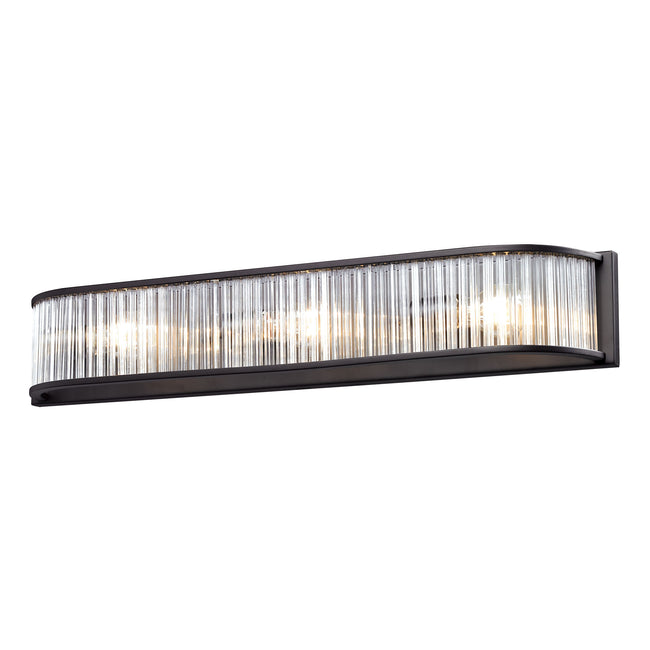ELK Lighting 10327/3 - Braxton 28" Wide 3-Light Vanity Light in Aged Bronze with White Etched Glass
