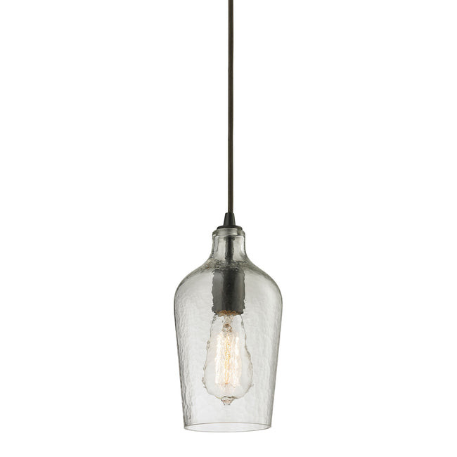 ELK Lighting 10331/1CLR - Hammered Glass 5" Wide 1-Light Mini Pendant in Oiled Bronze with Hammered