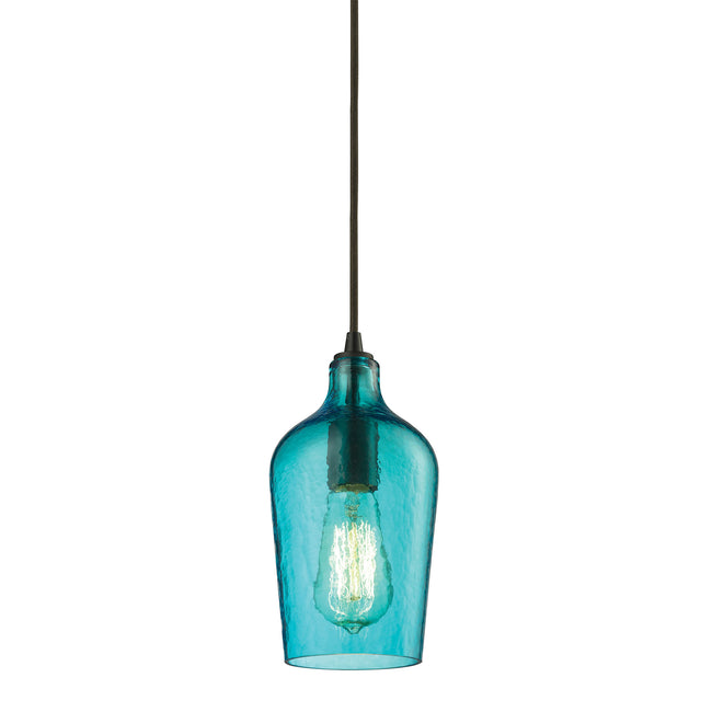 ELK Lighting 10331/1HAQ - Hammered Glass 5" Wide 1-Light Mini Pendant in Oiled Bronze with Hammered