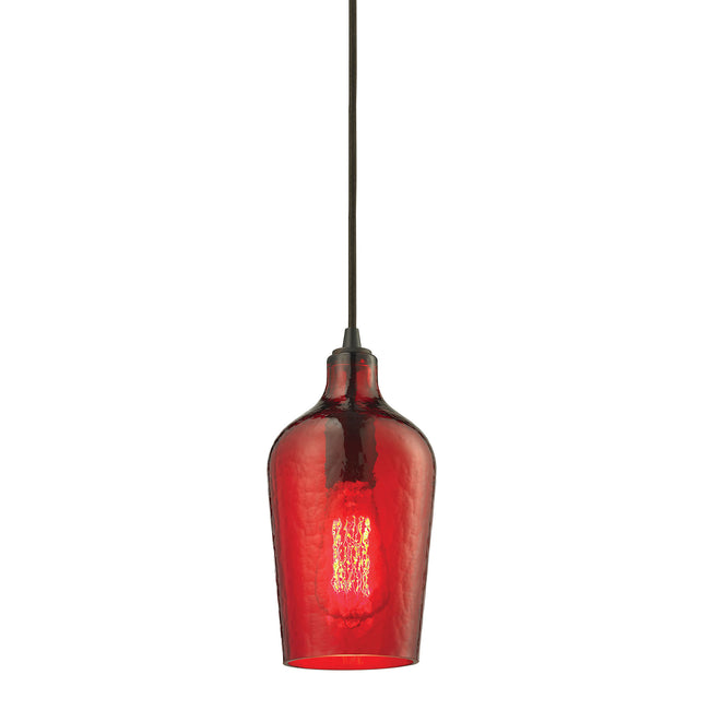 ELK Lighting 10331/1HRD - Hammered Glass 5" Wide 1-Light Mini Pendant in Oiled Bronze with Hammered