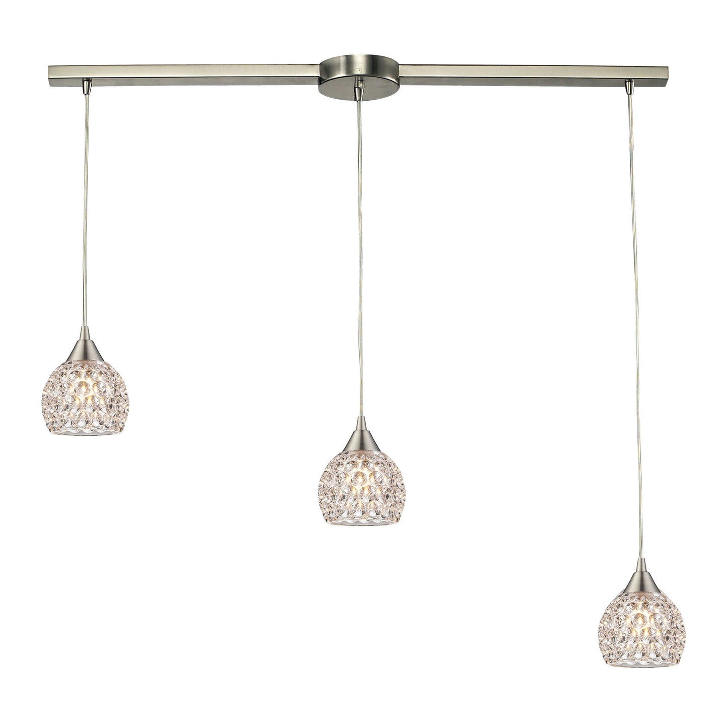 ELK Lighting 10341/3L - Kersey 5" Wide 3-Light Linear Pendant Fixture in Satin Nickel with Clear Cry