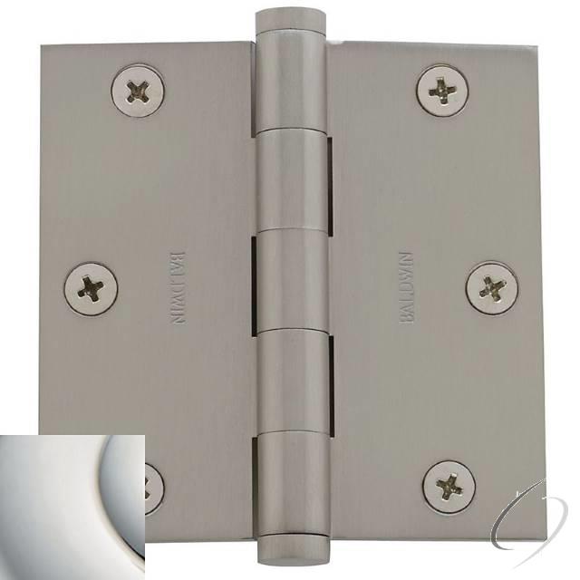 Baldwin 1035055I - 3-1/2" x 3-1/2" Mortise Square Hinge Lifetime Bright Nickel Finish