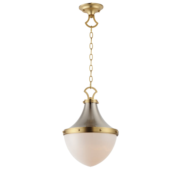 10384WTSNSBR - 1 Light Conrad 12" Pendant - Satin Nickel / Satin Brass