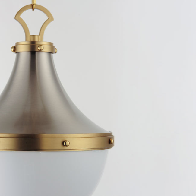 10384WTSNSBR - 1 Light Conrad 12" Pendant - Satin Nickel / Satin Brass