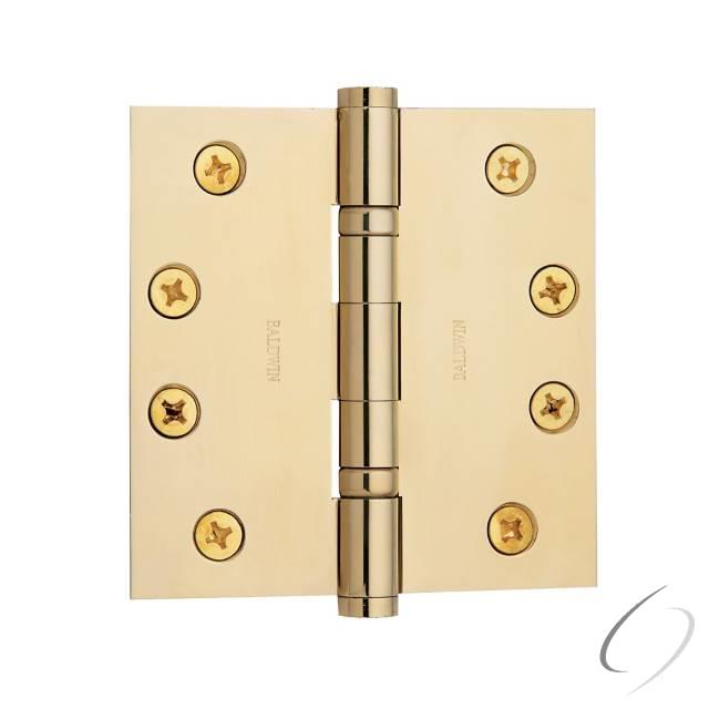Baldwin 1041003I - 4" x 4" Ball Bearing Mortise Square Hinge Lifetime Brass Finish