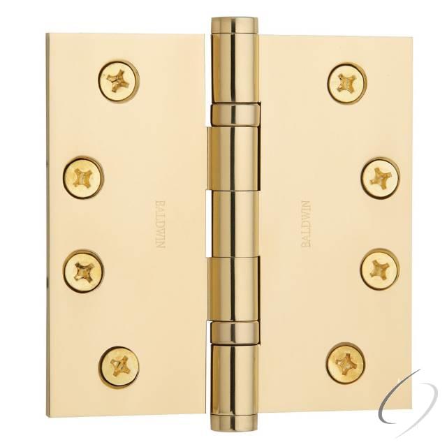 Baldwin 1041031I - 4" x 4" Ball Bearing Mortise Square Hinge Unlacquered Brass Finish