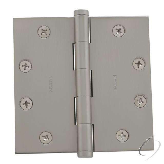 Baldwin 1041056I - 4" x 4" Ball Bearing Mortise Square Hinge Lifetime Satin Nickel Finish