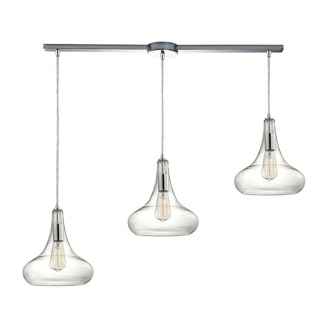 ELK Lighting 10422/3L - Orbital 5" Wide 3-Light Linear Pendant Fixture in Polished Chrome with Clear