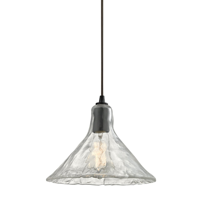 ELK Lighting 10435/1 - Hand Formed Glass 10" Wide 1-Light Mini Pendant in Oiled Bronze with Clear Ha